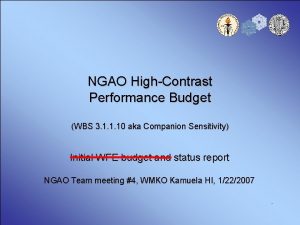 NGAO HighContrast Performance Budget WBS 3 1 1