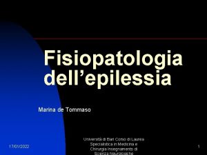 Fisiopatologia dellepilessia Marina de Tommaso 17012022 Universit di