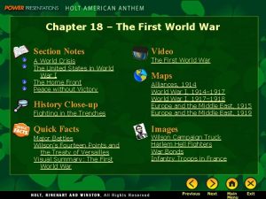 Chapter 18 The First World War Section Notes