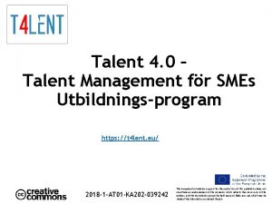 Talent 4 0 Talent Management fr SMEs Utbildningsprogram