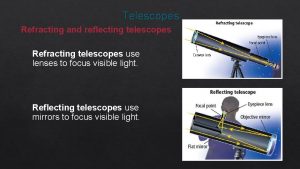 Telescopes Refracting and reflecting telescopes Refracting telescopes use