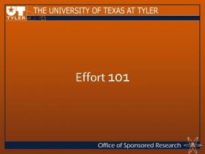 Effort 101 Effort Theory Review Why Certify Effort