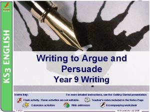 Writing to Argue and Persuade Year 9 Writing