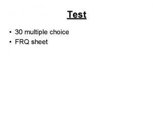 Test 30 multiple choice FRQ sheet AP Economics