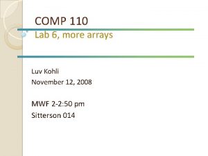 COMP 110 Lab 6 more arrays Luv Kohli