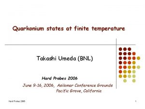 Quarkonium states at finite temperature Takashi Umeda BNL