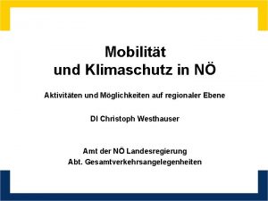 Mobilitt und Klimaschutz in N Aktivitten und Mglichkeiten