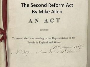 The Second Reform Act By Mike Allen 2