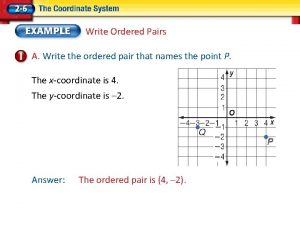 Write Ordered Pairs A Write the ordered pair Write Ordered Pairs A Write the ordered pair