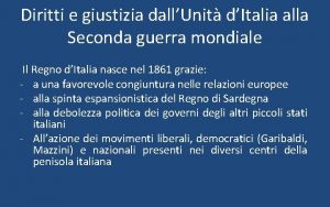 Diritti e giustizia dallUnit dItalia alla Seconda guerra