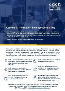 Careers in Innovation Strategy Consulting Eden Strategy Institute