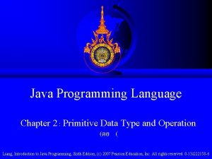Java Programming Language Chapter 2 Primitive Data Type