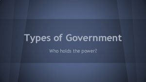 Types of Government Who holds the power Autocracy