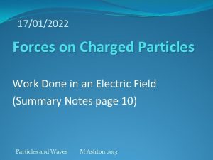 17012022 Forces on Charged Particles Work Done in