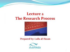 Lecture 2 The Research Process Prepared by Laila