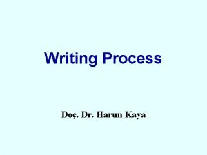 Writing Process Do Dr Harun Kaya Objectives After