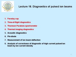 Lecture 18 Diagnostics of pulsed ion beams 1