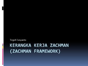 Teguh Susyanto KERANGKA KERJA ZACHMAN ZACHMAN FRAMEWORK Kerangka