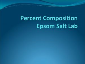 Percent Composition Epsom Salt Lab Objective Today I