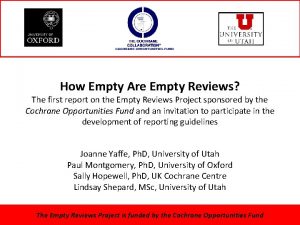 How Empty Are Empty Reviews The first report