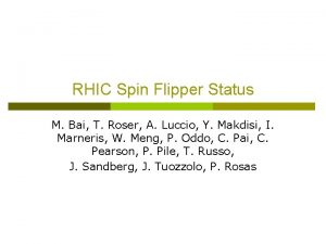 RHIC Spin Flipper Status M Bai T Roser