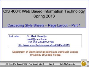 CIS 4004 Web Based Information Technology Spring 2013