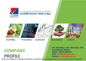 Food Safety IT Consultancy COMPANY PROFILE Construction Environmental