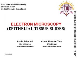 ELECTRON MICROSCOPY EPITHELIAL TISSUE SLIDES 22112020 Azhin Saber