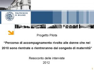 Progetto Pilota Percorso di accompagnamento rivolto alle donne