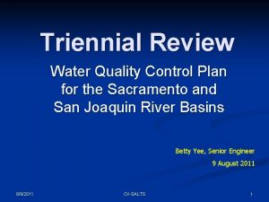 Triennial Review Water Quality Control Plan for the