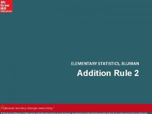 ELEMENTARY STATISTICS BLUMAN Addition Rule 2 2019 Mc