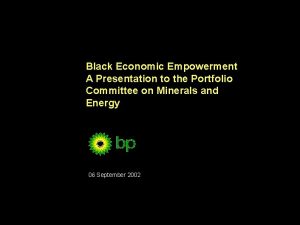 Black Economic Empowerment A Presentation to the Portfolio