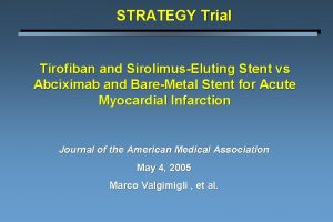 STRATEGY Trial Tirofiban and SirolimusEluting Stent vs Abciximab