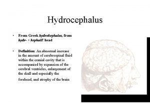 Hydrocephalus From Greek hydrokephalos from hydr kephal E