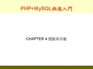 PHPMy SQL CHAPTER 4 HTML PHP 1 html