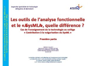 Les outils de lanalyse fonctionnelle et le Sys