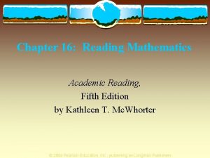 Chapter 16 Reading Mathematics Academic Reading Fifth Edition