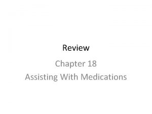 Review Chapter 18 Assisting With Medications Review This