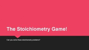 Stoichiometry game