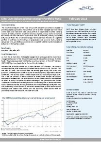 Elite CAM Balanced Discretionary Portfolio Fund February 2018