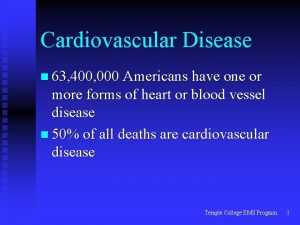 Cardiovascular Disease n 63 400 000 Americans have