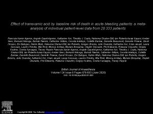 Effect of tranexamic acid by baseline risk of