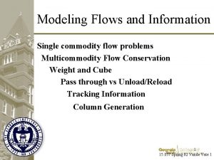 Modeling Flows and Information Single commodity flow problems