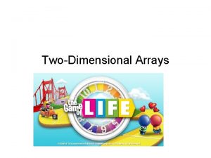 TwoDimensional Arrays Learning Objectives Introduce twodimensional arrays Be