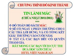 CHNG TRNH KINH THNH TIN LNH MC CHA