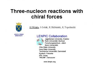 Threenucleon reactions with chiral forces H Witaa J