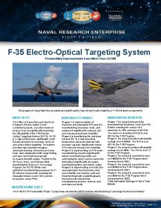 F35 ElectroOptical Targeting System Producibility Improvements Save More
