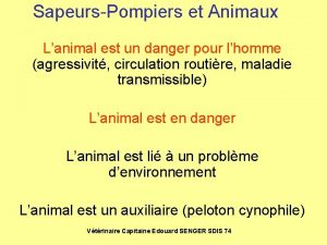 SapeursPompiers et Animaux Lanimal est un danger pour