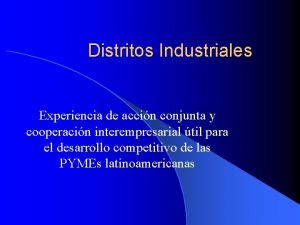 Distritos Industriales Experiencia de accin conjunta y cooperacin