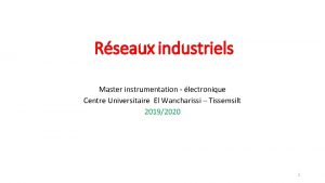 Rseaux industriels Master instrumentation lectronique Centre Universitaire El